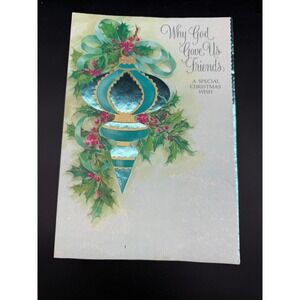 Large Vintage Hallmark Religious Christmas Card Why God Gave Us Friends Ornament